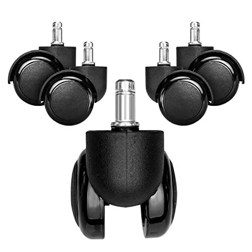kwmobile Navaris Ruedas para Silla de Oficina de 10MM - Set de 5 Ruedas de 50MM de diámetro - Ruedas de Repuesto giratorias de Goma Anti rayaduras - Negro kwmobile Navaris Ruedas para Silla de Oficina de 10MM - Set de 5 Ruedas de 50MM de diámetro - Ruedas de Repuesto giratorias de Goma Anti rayaduras - Negro