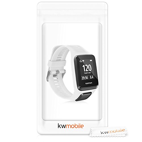 kwmobile Pulsera Compatible con Tomtom Adventurer/Runner 3/Spark 3/Golfer 2 - Brazalete de Silicona en Blanco sin Fitness Tracker