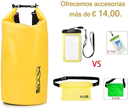 KYG Bolsa Estanca 20L Impermeable Seca Set de Bolsa Waterproof con Funda Táctil de Móvil y Bolsa Cintura para Playa y Deportes al Aire Rafting Kayak