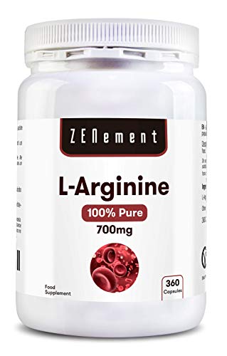 L-Arginina 100% Pura, 700 mg, 360 Cápsulas | Vasodilatador, favorece el rendimiento atlético y el desarrollo muscular | Vegano, libre de aditivos, sin Gluten L-Arginina 100% Pura, 700 mg, 360 Cápsulas | Vasodilatador, favorece el rendimiento atlético y el desarrollo muscular | Vegano, libre de aditivos, sin Gluten