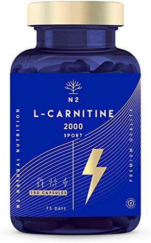 L Carnitina 150 cápsulas alta concentración 2000 mg – Suplemento de L-Carnitina Tartrato, alta biodisponibilidad - Sin Estearato de Magnesio - Fabricado CE - N2 Natural Nutrition