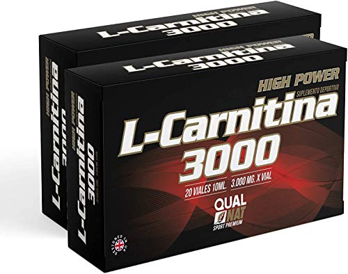 L Carnitina 3000| Líquida | L-carnitina Con Vitamina C | Suplemento Deportivo - Pack 2-40 viales-Qualnat