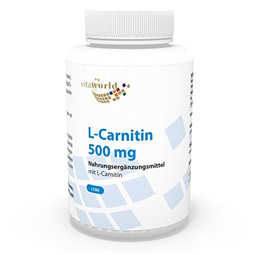 L-Carnitina 500mg 100 Cápsulas - Vegano/Vegetariano - Vita World Farmacia Alemania Carnitina