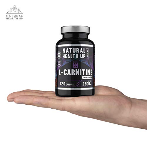 L-Carnitina (Carnipure) Natural Health Up para el entrenamiento – Quemagras para la rutina deportiva – 120 cápsulas vegetales (2500 MG Dosis diaria)