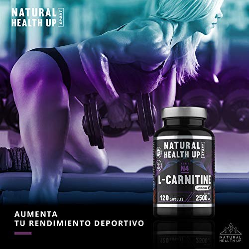 L-Carnitina (Carnipure) Natural Health Up para el entrenamiento – Quemagras para la rutina deportiva – 120 cápsulas vegetales (2500 MG Dosis diaria)