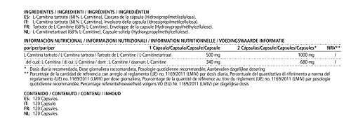 L-Carnitina de Alta Dosis y Vegana, 680 mg de L-Carnitina Pura por Día, 120 Cápsulas durante 2 Meses, Suplemento Natural sin Aditivos, Calidad Alemana