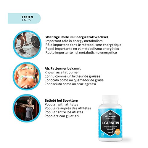 L-Carnitina de Alta Dosis y Vegana, 680 mg de L-Carnitina Pura por Día, 120 Cápsulas durante 2 Meses, Suplemento Natural sin Aditivos, Calidad Alemana L-Carnitina de Alta Dosis y Vegana, 680 mg de L-Carnitina Pura por Día, 120 Cápsulas durante 2 Meses, Suplemento Natural sin Aditivos, Calidad Alemana