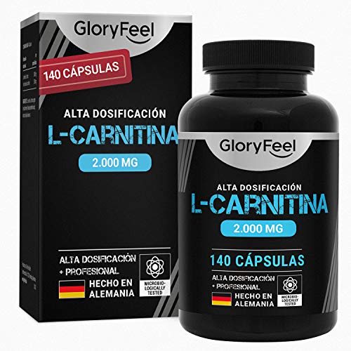 L Carnitina Pura 2000 mg - 140 Cápsulas Veganas - Potente Quemagrasas con 3000 mg L-Carnitina Tartrato - Suplemento deportivo natural para la perdida de peso