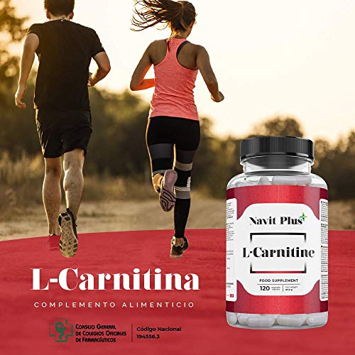 L-CARNITINA PURA | Pérdida de peso y potente quemador de grasa deportivo | Código Nacional Farmacia 194556.3 | Aporte de energía, resistencia y recuperación | 120 Cápsulas | Navit Plus