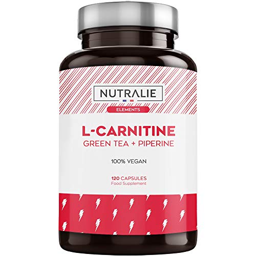 L-Carnitina Pura | Quemagrasas Potente Vegano para Perder Peso con L Carnitina, Té Verde Natural y Pimienta Negra | 120 Cápsulas Veganas Nutralie