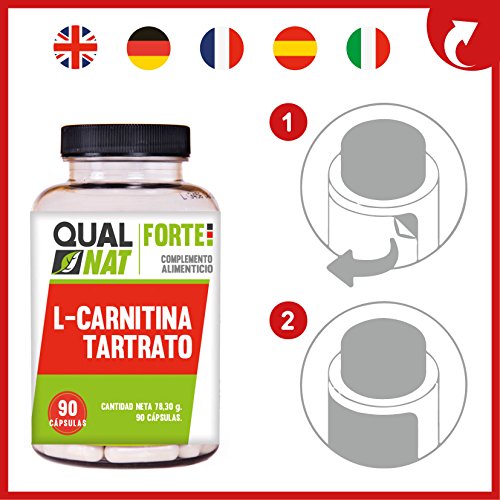 L-Carnitina Tartrato Cápsulas |Suplemento Natural| Potente-90 Cápsulas- Qualnat