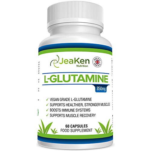 L GLUTAMINA CAPSULAS SIN GLUTEN - Suplementos para Ganar Masa Muscular y Recuperador Muscular - Glutamina Polvo Aminoacidos Esenciales para la Producción de Hormonas - 60 Proteina Vegana Cápsulas