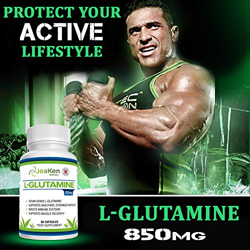 L GLUTAMINA CAPSULAS SIN GLUTEN - Suplementos para Ganar Masa Muscular y Recuperador Muscular - Glutamina Polvo Aminoacidos Esenciales para la Producción de Hormonas - 60 Proteina Vegana Cápsulas