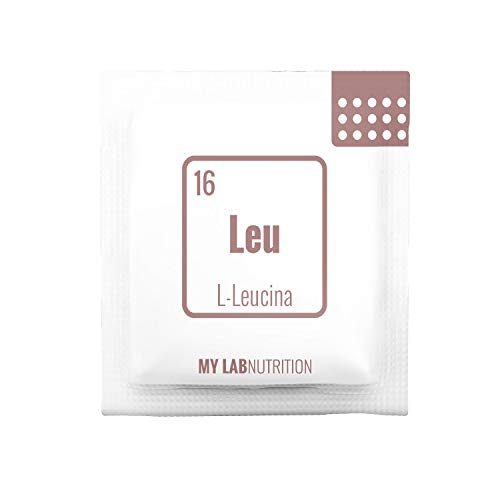 L-Leucina 1250 mg. 48 sobres de polvo. Vegano Sin Lactosa ni Gluten. Complemento alimenticio de aminoácidos esenciales. Sabor a naranja - MyLab Nutrition (48)