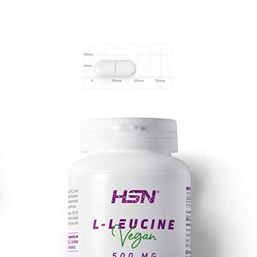 L-Leucina de HSN | 2000mg por Dosis Diaria | Aminoácido Esencial | Suplemento Deportivo Recuperador Muscular y Ganar Masa Muscular | 100% Vegano, Sin Gluten, Sin Lactosa, 120 Tabletas