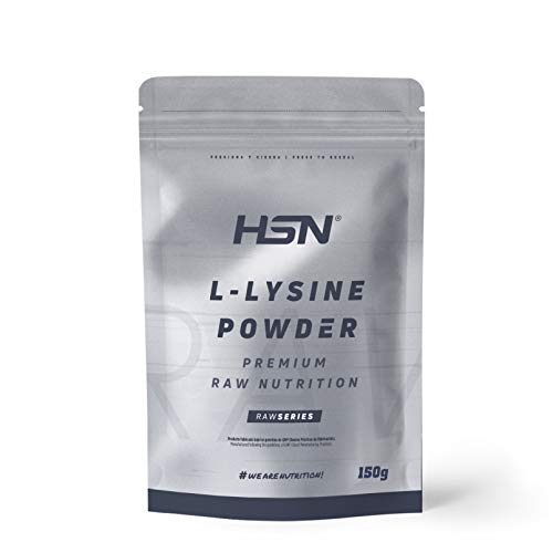 L-Lisina de HSN | L-Lysine Powder | 100% Pura en Polvo | Aminoácido Esencial | Suplemento para la producción de Colágeno, Piel Sana | Vegano, Sin Gluten, Sin Lactosa, Sabor Natural, En Polvo, 150 gr