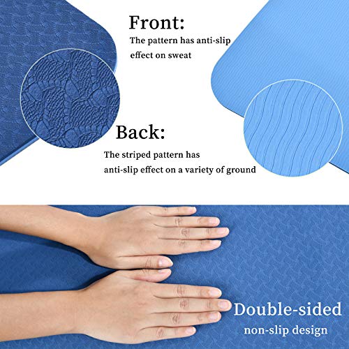 L LONGANCHANG Esterilla Yoga Deporte, Antideslizante TPE Ecológico Yoga Mat, Colchoneta Gimnasia Fitness Alfombrilla Gimnasio para Ejercicio en Casa, con Bolsa y Toalla, 183 x 61 x 0,6 CM, Azul L LONGANCHANG Esterilla Yoga Deporte, Antideslizante TPE Ecológico Yoga Mat, Colchoneta Gimnasia Fitness Alfombrilla Gimnasio para Ejercicio en Casa, con Bolsa y Toalla, 183 x 61 x 0,6 CM, Azul