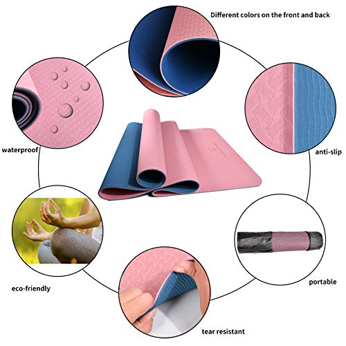L LONGANCHANG Esterilla Yoga Deporte, Antideslizante TPE Ecológico Yoga Mat, Colchoneta Gimnasia Fitness Alfombrilla Gimnasio para Ejercicio en Casa, con Bolsa y Toalla, 183 x 61 x 0,6 CM, Rosa L LONGANCHANG Esterilla Yoga Deporte, Antideslizante TPE Ecológico Yoga Mat, Colchoneta Gimnasia Fitness Alfombrilla Gimnasio para Ejercicio en Casa, con Bolsa y Toalla, 183 x 61 x 0,6 CM, Rosa