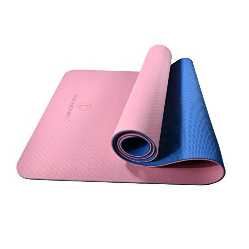 L LONGANCHANG Esterilla Yoga Deporte, Antideslizante TPE Ecológico Yoga Mat, Colchoneta Gimnasia Fitness Alfombrilla Gimnasio para Ejercicio en Casa, con Bolsa y Toalla, 183 x 61 x 0,6 CM, Rosa