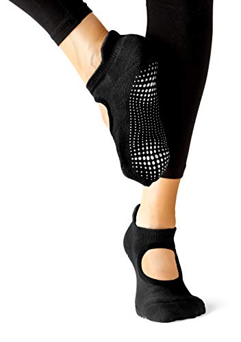 LA Active Calcetines Antideslizantes - 1 Par - Para Yoga Pilates Ballet Barre Mujer Hombre - Ballet (Negro, 37-40 EU)