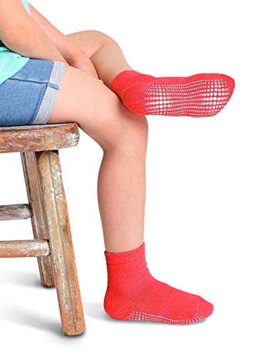 LA Active Calcetines Deportivos Antideslizantes - 6 Pares - Bebé Niño Pequeño Infante Recién Nacido Chicos Chicas Anti Deslizante/Patinazos (Colores Brillantes, 12-36 Meses)