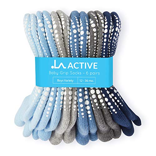 LA Active Tobillera Calcetines Antideslizantes - 6 Pares - para Bebé Niños Niñas Infantil Recién Nacido (Niños, 12-36 Meses) LA Active Tobillera Calcetines Antideslizantes - 6 Pares - para Bebé Niños Niñas Infantil Recién Nacido (Niños, 12-36 Meses)