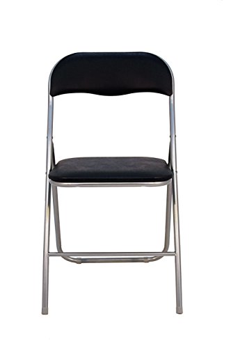 La Silla Española - Pack 6 Sillas plegables de aluminio con asiento y respaldo acolchados en PVC, modelo Sevilla, Color negro, 78x43,5x46 cm La Silla Española - Pack 6 Sillas plegables de aluminio con asiento y respaldo acolchados en PVC, modelo Sevilla, Color negro, 78x43,5x46 cm