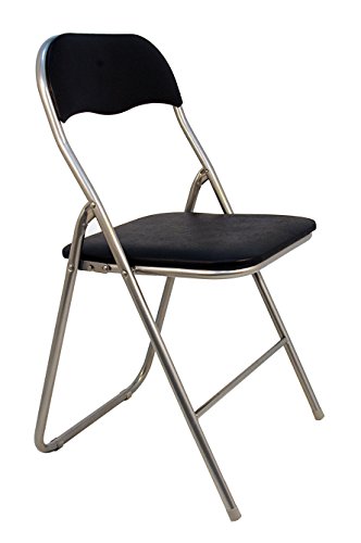 La Silla Española - Pack 6 Sillas plegables de aluminio con asiento y respaldo acolchados en PVC, modelo Sevilla, Color negro, 78x43,5x46 cm
