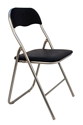 La Silla Española - Pack 6 Sillas plegables de aluminio con asiento y respaldo acolchados en PVC, modelo Sevilla, Color negro, 78x43,5x46 cm La Silla Española - Pack 6 Sillas plegables de aluminio con asiento y respaldo acolchados en PVC, modelo Sevilla, Color negro, 78x43,5x46 cm