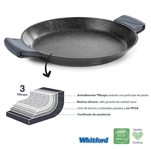 Lacor 25440 Paellera Antiadherente Eco-Piedra, Compatibilidad con todo tipo de cocinas, incluida la inducción y horno, Fondo Full Induction, Ecológica y sin PFOA, 40 cm, Aluminio Fundido Lacor 25440 Paellera Antiadherente Eco-Piedra, Compatibilidad con todo tipo de cocinas, incluida la inducción y horno, Fondo Full Induction, Ecológica y sin PFOA, 40 cm, Aluminio Fundido