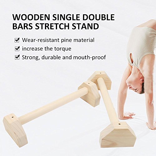 Lacyie Parallettes - Juego de 2 barras de madera para ejercicios de yoga con doble asa