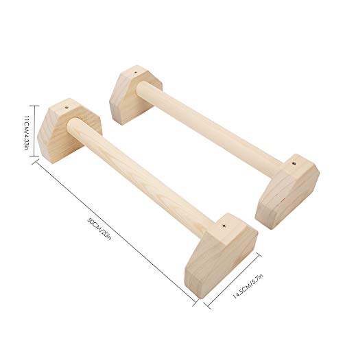 Lacyie Parallettes - Juego de 2 barras de madera para ejercicios de yoga con doble asa