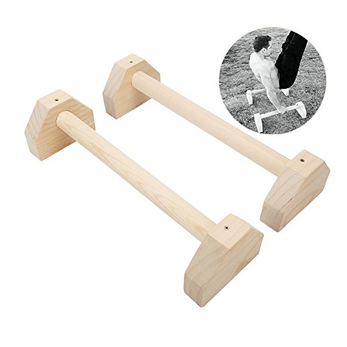 Lacyie Parallettes - Juego de 2 barras de madera para ejercicios de yoga con doble asa