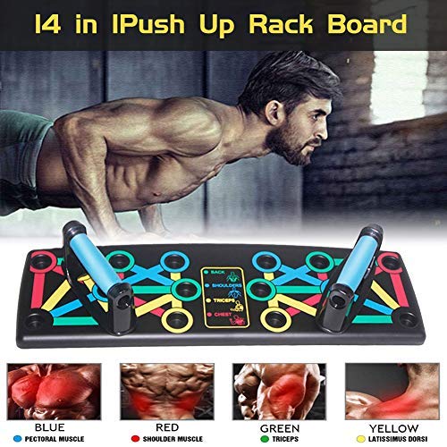 Lacyie Tabla de Flexiones 14 en 1,Push Up Rack Board Fitness Entrenamiento Gimnasio Ejercicio Stands para Entrenamiento en el Interior y en el Brazo