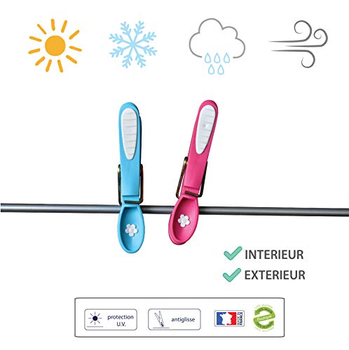 LAGUELLE – 60 pinzas de ropa antideslizantes – Fabricación francesa – surtidos verde, azul, naranja y rosa LAGUELLE – 60 pinzas de ropa antideslizantes – Fabricación francesa – surtidos verde, azul, naranja y rosa