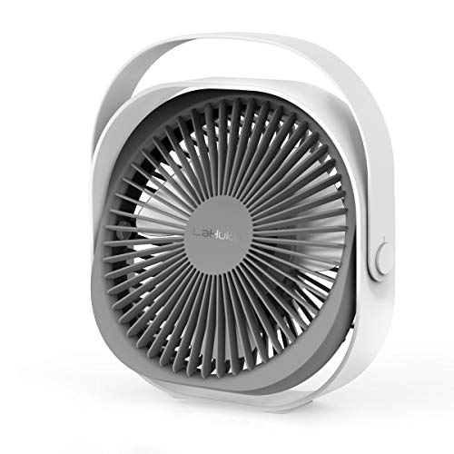 LaHuKo Ventilador USB Silencioso Ventiladores de Sobremesa Personal y Portátil Rotación Libre de 360 ° con 3 Velocidades Aire Frio para Oficina Hogar Coche (Blanco)