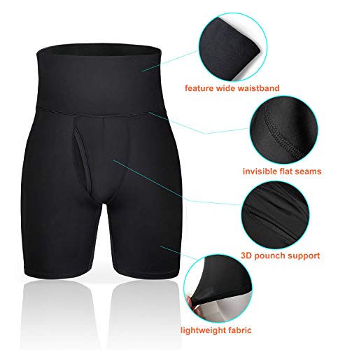 LaLaAreal Braga Faja Reductora Adelgazante Hombre Moldeadora Abdomen Lenvanta Gluteos para Fitness Running Boxeo (S, Negro-1)