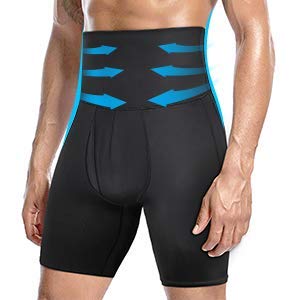 LaLaAreal Braga Faja Reductora Adelgazante Hombre Moldeadora Abdomen Lenvanta Gluteos para Fitness Running Boxeo (XL, Negro-1)