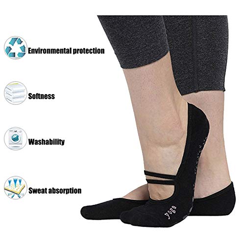 LaLaAreal Calcetines Pilates Yoga Antideslizantes Traspirable Mujer para Barra Ballet Danza (3 Par)