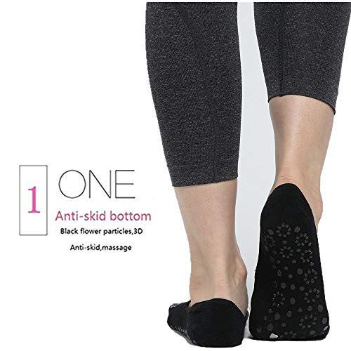 LaLaAreal Calcetines Pilates Yoga Antideslizantes Traspirable Mujer para Barra Ballet Danza (Negro)