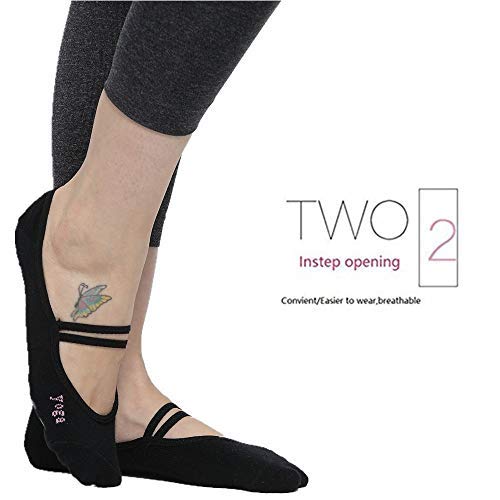 LaLaAreal Calcetines Pilates Yoga Antideslizantes Traspirable Mujer para Barra Ballet Danza (Negro)