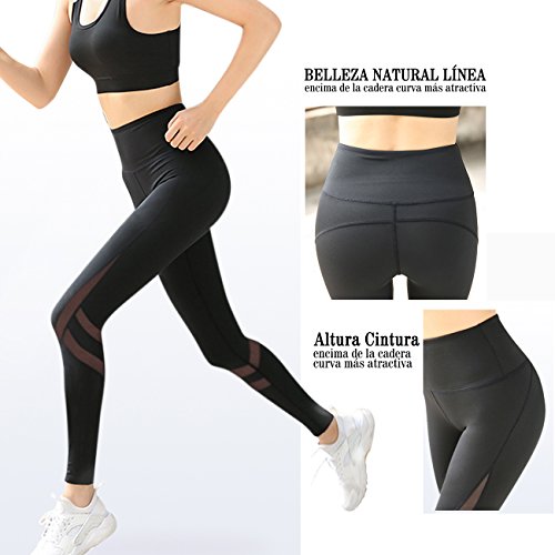 LaLaAreal Pantalones De Entrenamiento Para Mujer Leggings De Yoga Control De Abdomen De Cintura Alta Elástico Para Correr Pilates Fitness (Negro, S)