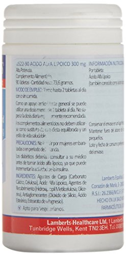 Lamberts Ácido Alfa Lipoico 300 mg - 90 Cápsulas Lamberts Ácido Alfa Lipoico 300 mg - 90 Cápsulas