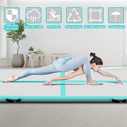 Lamlingo 2/3/4/5/6/7/8/9/10/11/12/15m Alfombrilla de Gimnasio Inflable Interior/Exterior/Gimnasio/Yoga/Entrenamiento Gimnasia Colchoneta Inflable Airtrack Fitness con Bomba de Aire Eléctrica 600W