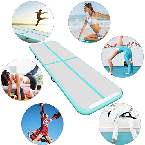 Lamlingo 2/3/4/5/6/7/8/9/10/11/12/15m Alfombrilla de Gimnasio Inflable Interior/Exterior/Gimnasio/Yoga/Entrenamiento Gimnasia Colchoneta Inflable Airtrack Fitness con Bomba de Aire Eléctrica 600W