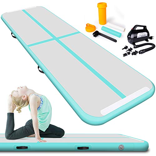 Lamlingo 2/3/4/5/6/7/8/9/10/11/12/15m Alfombrilla de Gimnasio Inflable Interior/Exterior/Gimnasio/Yoga/Entrenamiento Gimnasia Colchoneta Inflable Airtrack Fitness con Bomba de Aire Eléctrica 600W