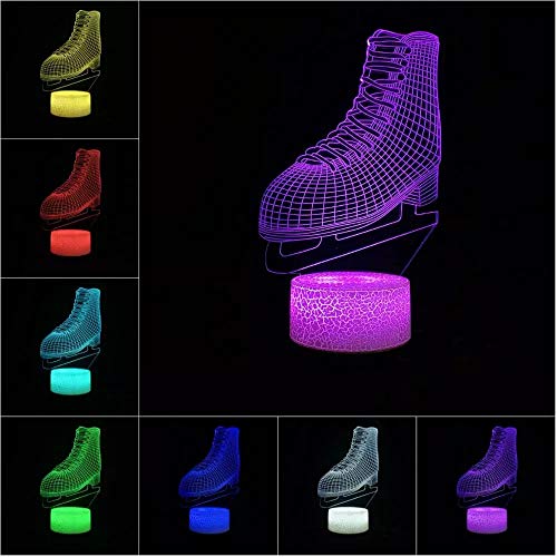 Lámpara de mesa acrílica USB3D con base agrietada, luz nocturna multicolor, patines