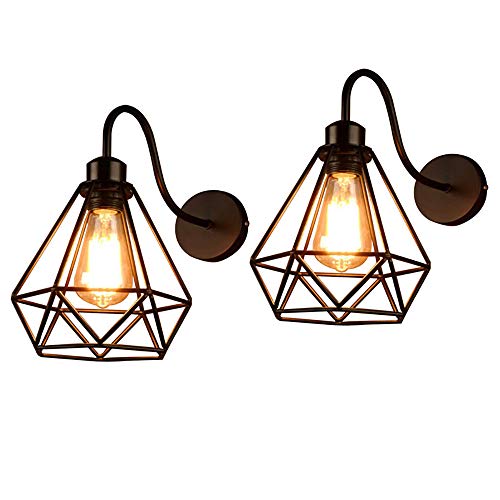 Lámpara de Pared de Hierro Estilo Vintage Retro Edison, Jaula de Metal Negro Industrial E27 Apliques de Pared Accesorio de Luz Para Sala de Estar Decoración de Cocina(2 Pack) Lámpara de Pared de Hierro Estilo Vintage Retro Edison, Jaula de Metal Negro Industrial E27 Apliques de Pared Accesorio de Luz Para Sala de Estar Decoración de Cocina(2 Pack)