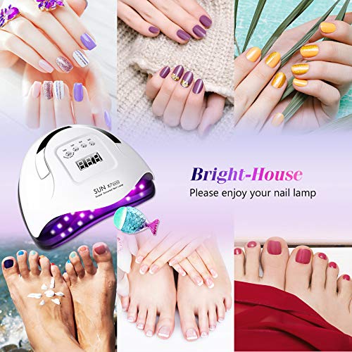 Lámpara de uñas 180W Profesional Secador de Uñas LED UV,5 modos para tiempo,99s Modo de calor bajo y Pantalla LCD para Manicura y Pedicura