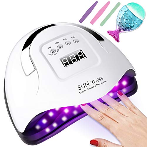 Lámpara de uñas 180W Profesional Secador de Uñas LED UV,5 modos para tiempo,99s Modo de calor bajo y Pantalla LCD para Manicura y Pedicura